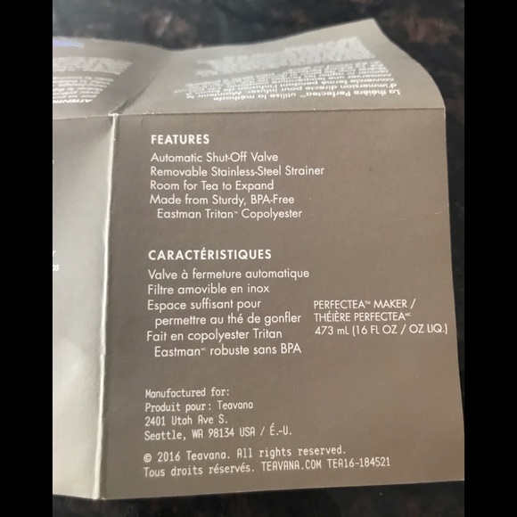 New without box, Teavana Perfecttea Maker. Steeps a 16 oz. Perfecttea cup. - Picture 8 of 8